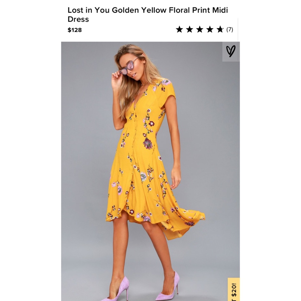 Lost in You Golden Yellow Floral Print Midi Dress